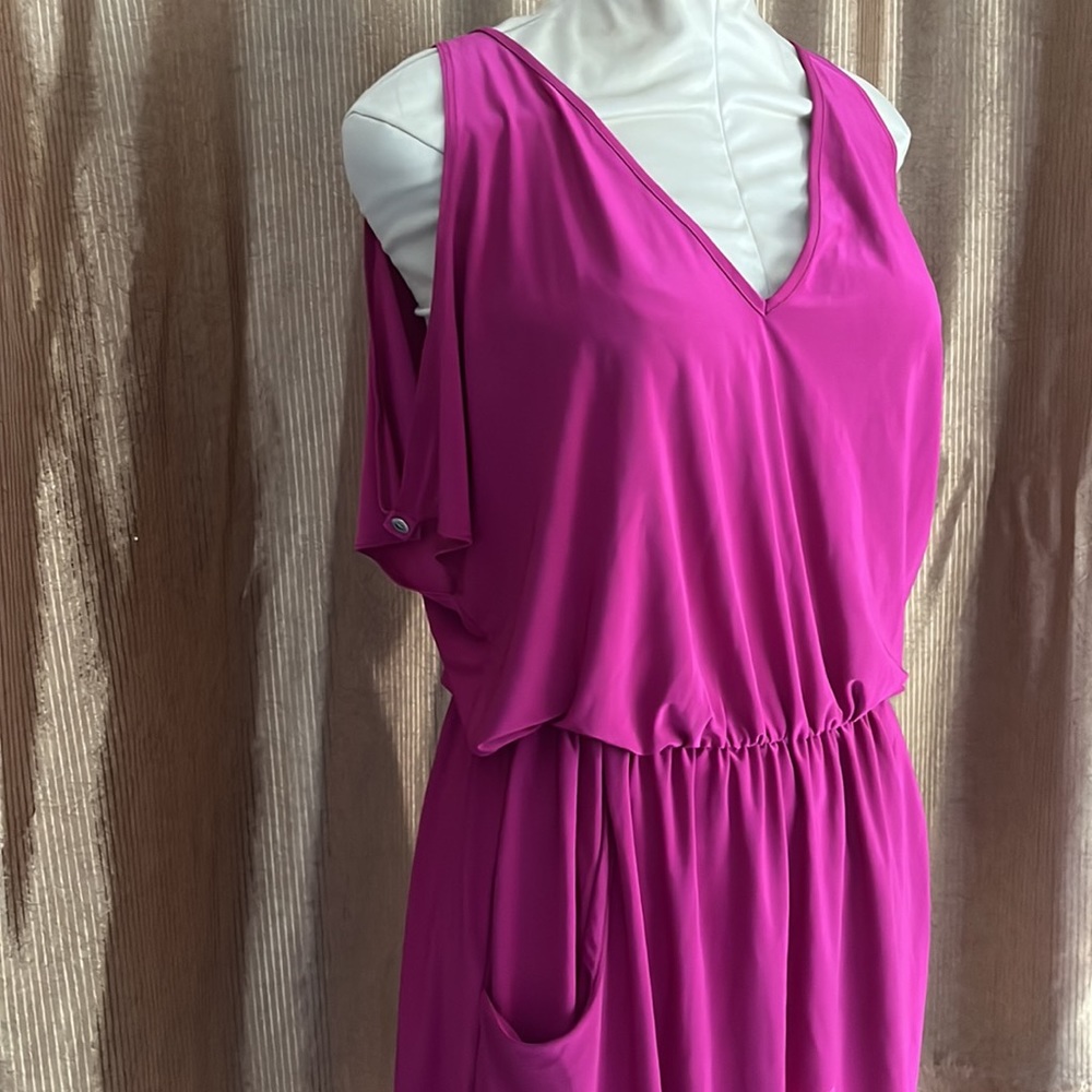 Pink cold shoulder dress